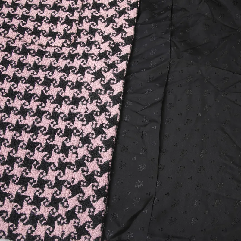 GUCCI Houndstooth Patterned Coat Black Pink-2