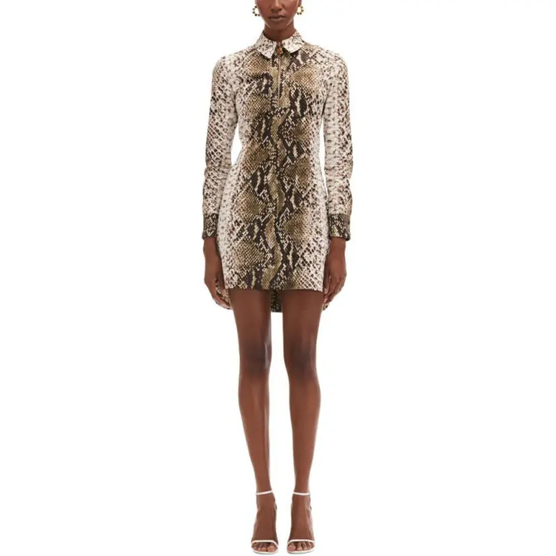 Oscar De La Renta Snake Cotton Poplin Shirt Dress-1