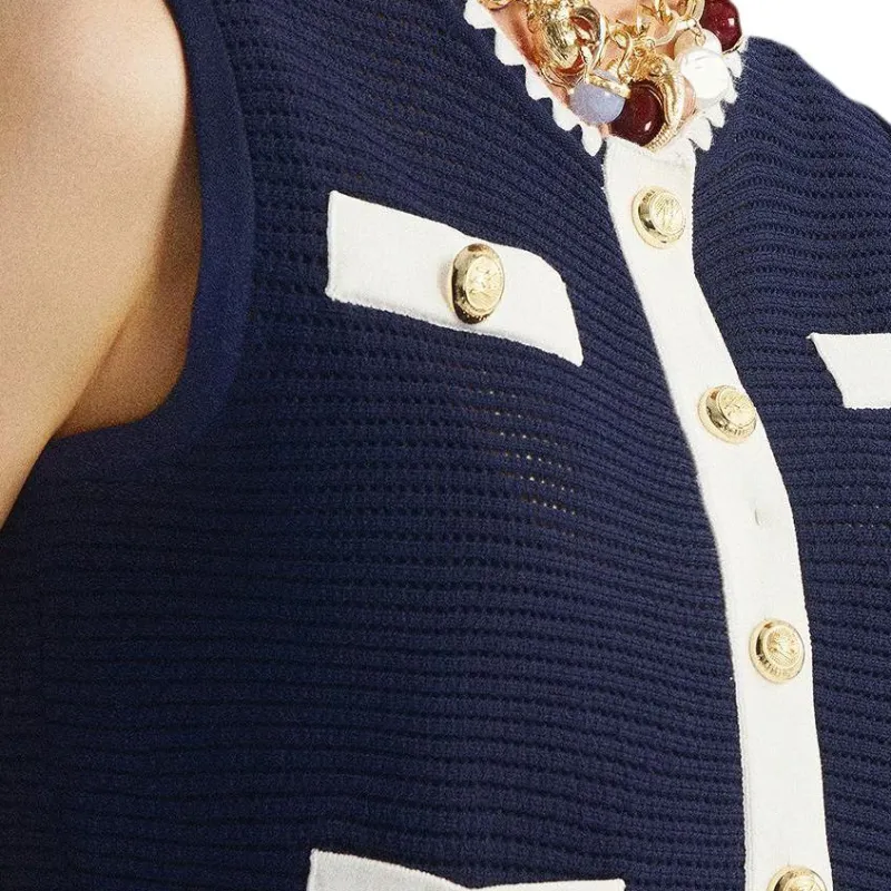 KARL LAGERFELD SS25 Vest Women's Navy Blue-4