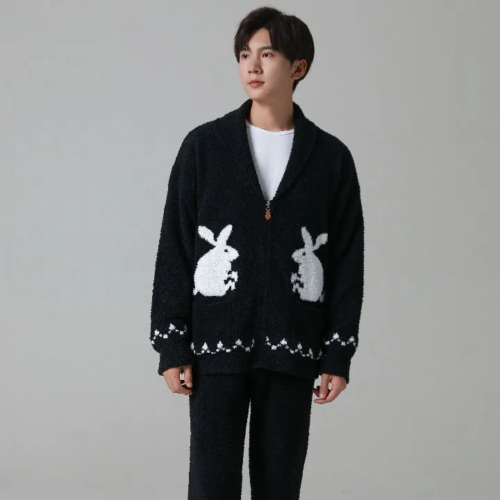 WANANNI Pajama Set For Fall And Winter Unisex Black White-4