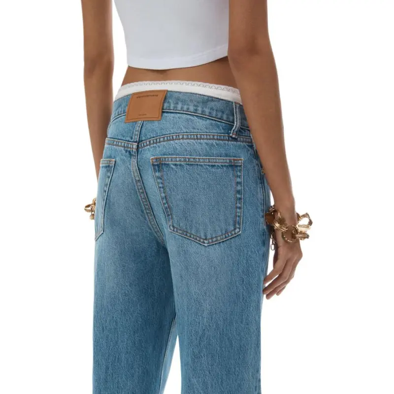 Alexander Wang Mid Rise Relaxed Straight Pointelle Undie Vintage Light Indigo-5