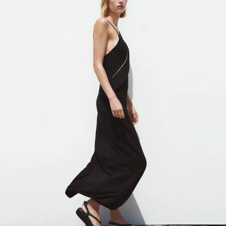 ZARA Slip Dresses Women's Black-4