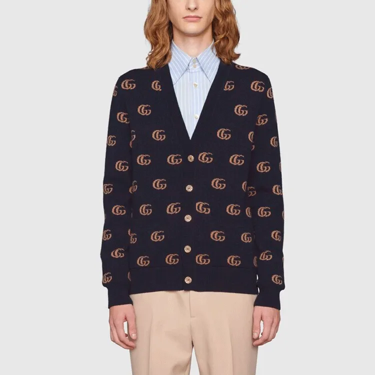 GUCCI Cashmere Sweaters Men Navy Blue-1