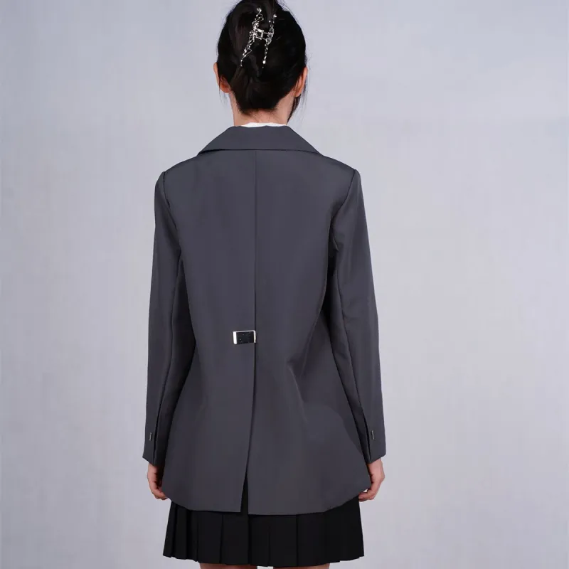 YuChaJia Uniforms Women's Set Gray Business Suit+Skirt-2