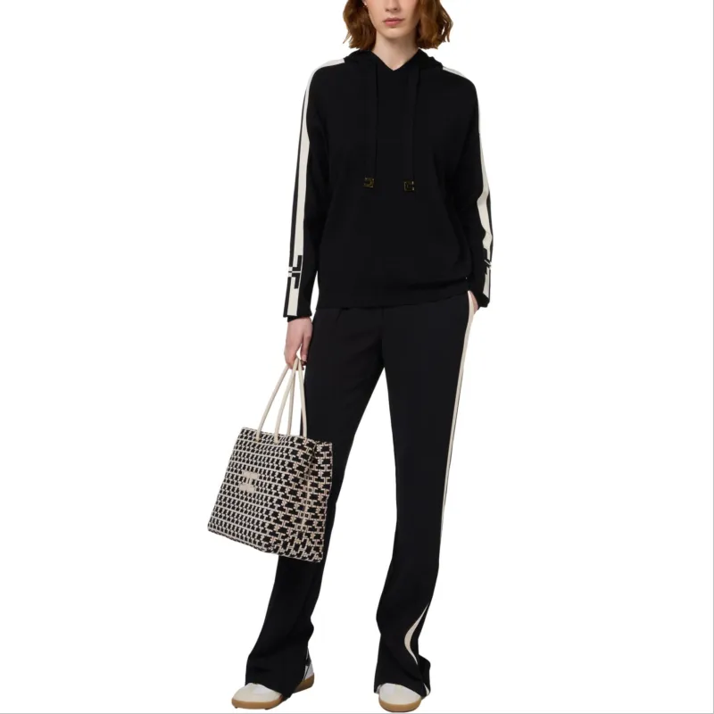 Elisabetta Franchi Logo Banded Hooded Sweatshirt-2