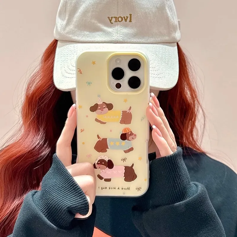 Wei Xin Acrylic Material 2 in 1 3 Pack Dachshund Phone Cases Compatible With IPhone 16/15 Pro Max/Apple 13/14 Pro/Max-1