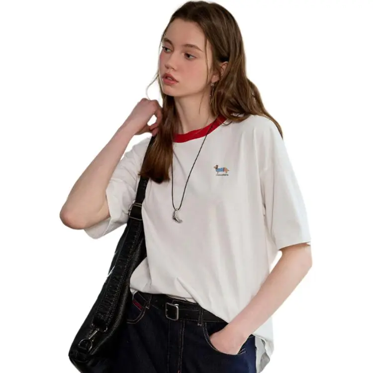  CHOCOOLATE Drop Shoulder Sleeve T Shirt Women's White-2