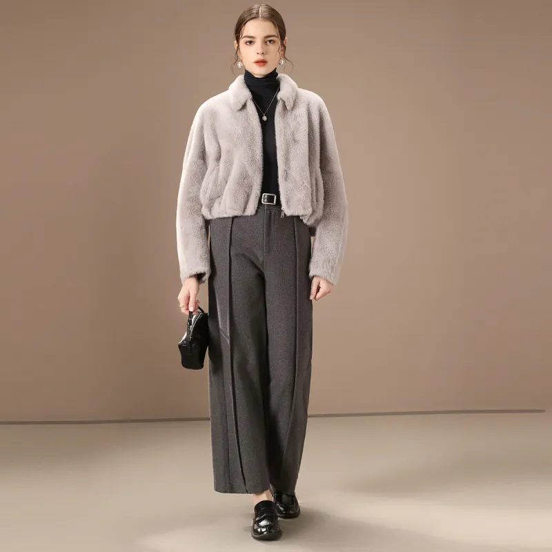 FENHONGMALI Velvet feel Coat Women's Gray-4