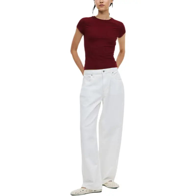 H&M T Shirts Women's Burgundy-2