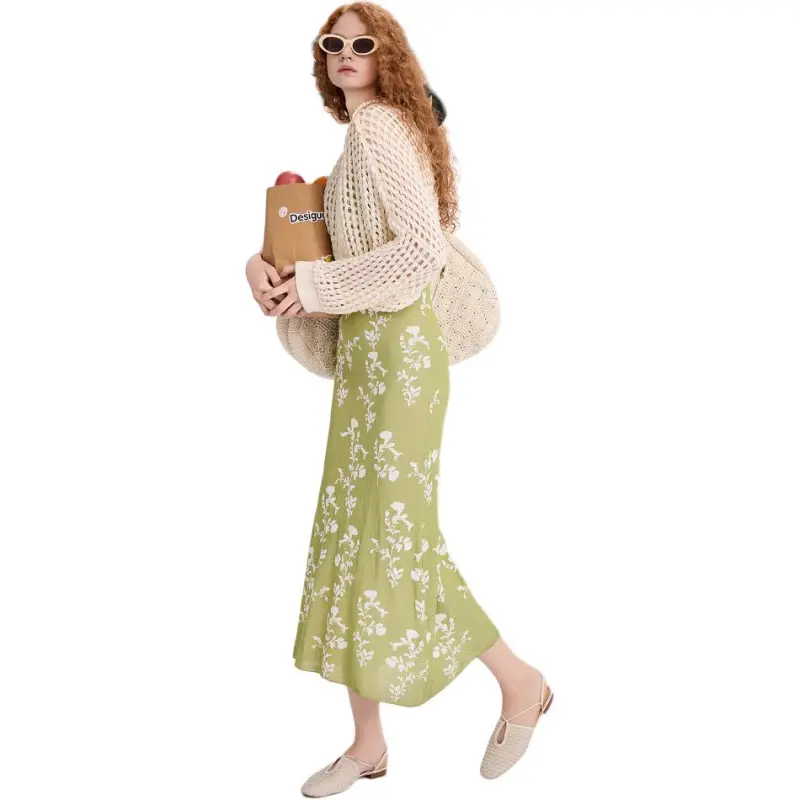 Desigual Two Piece Skirt Sets Women's White Green-4