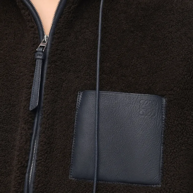 LOEWE Anagram-embossed Hooded Shearling Jacket-7