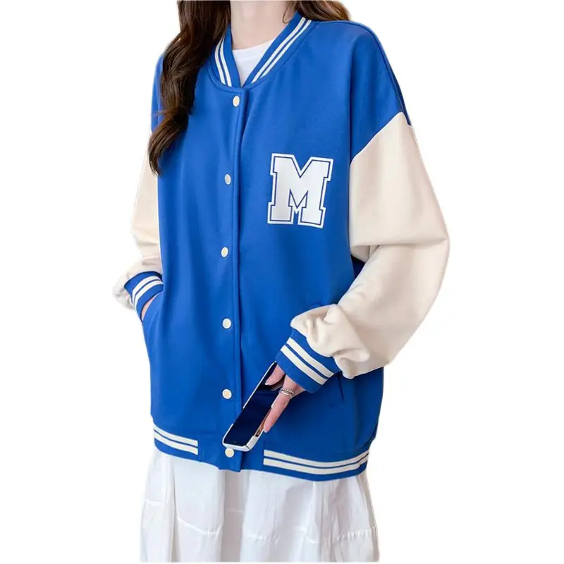 Tonlion Baseball Jacket Women's Blue-1