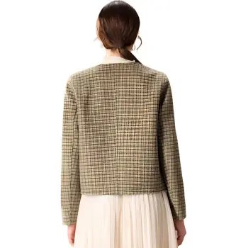 FENHONGMALI Jackets Coats Women's Green Plaid