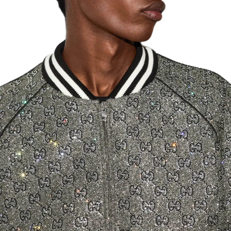 GUCCI Embroidered Tweed Bomber Jacket-5
