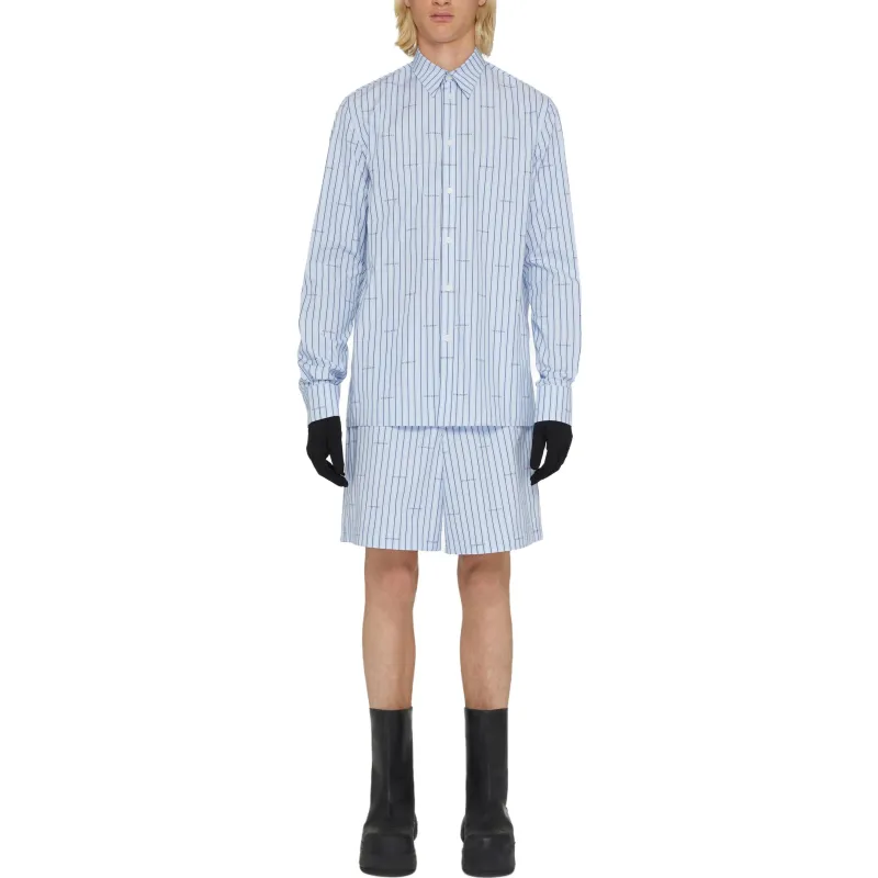 Givenchy Logo Print Striped Long Sleeve Shirt-1