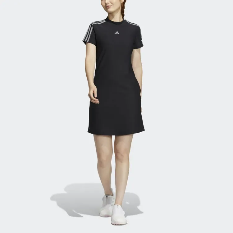Adidas 3 Stripes Dress Short Sleeved Dress Women's Black-3