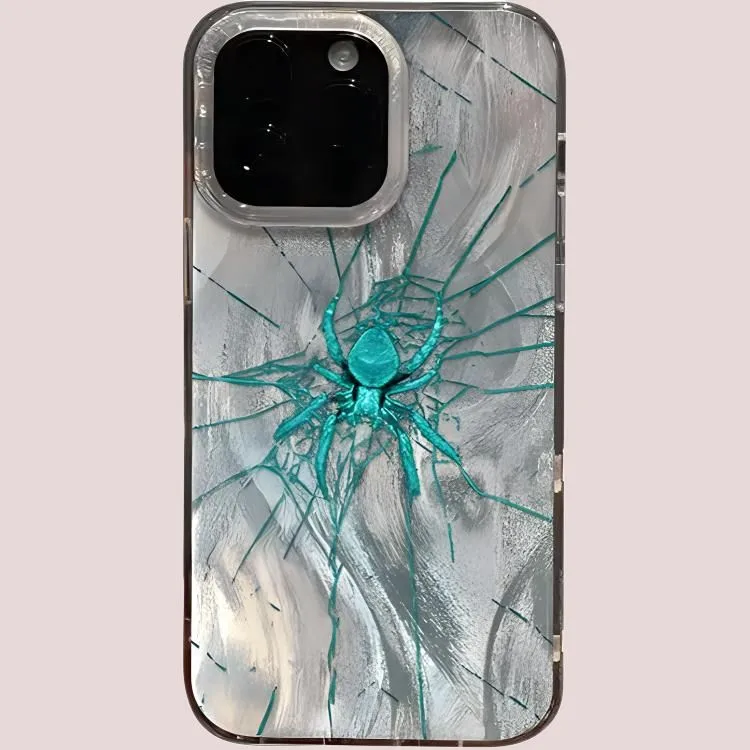 Wei Xin Acrylic Material Camlet Teal Spider Phone Cases Compatible With IPhone 16/15 Pro Max/Apple 13/14 Pro/Max-1