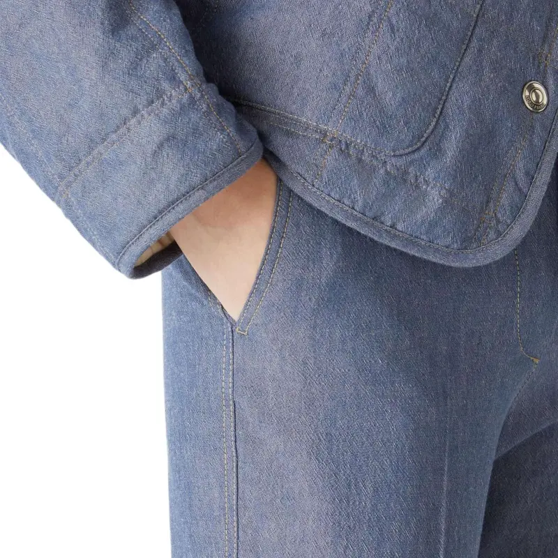 Loro Piana Casual Pants Women's Chambord Blue-5
