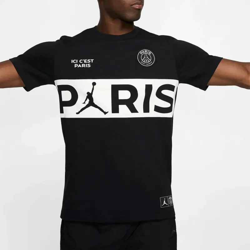 Jordan PSG Wordmark T Shirts Men Black-3