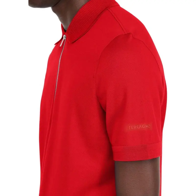Ferragamo Half zip Cotton Polo Shirt-5