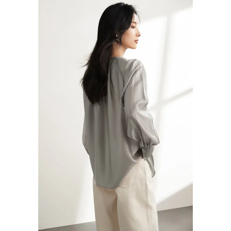 Mo Han Yi Mei Shirt Women's Linen Gray-2