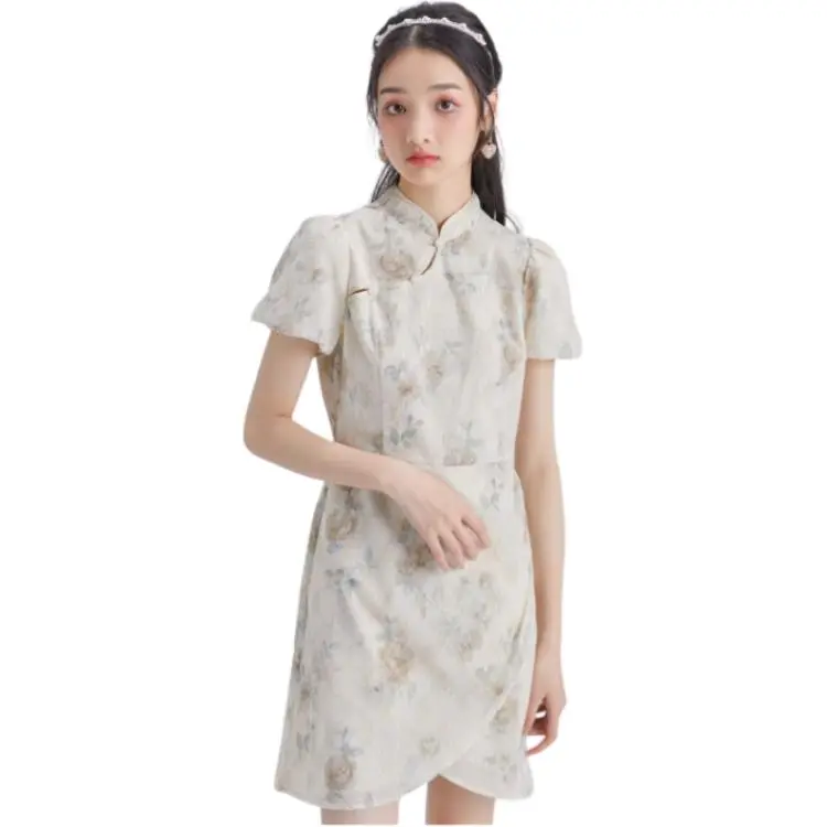 DEAR DEER PUFF Short Sleeved Dresses Women's White-1