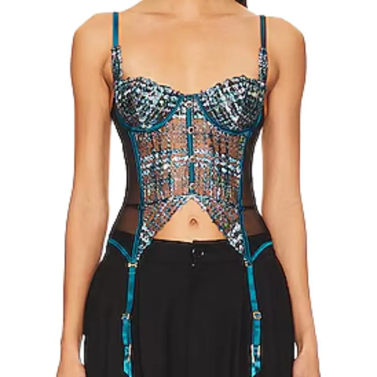 Fleur Du Mal Gabrielle Embroidered Garter Basque-2