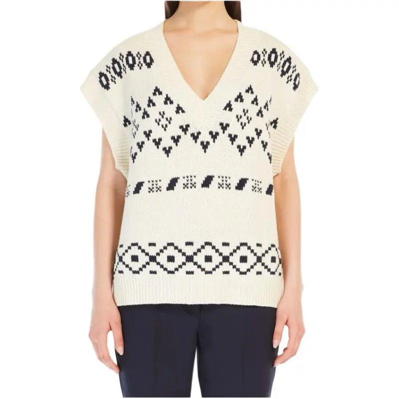 WEEKEND MaxMara Fair Isle knit V neck Vest-1