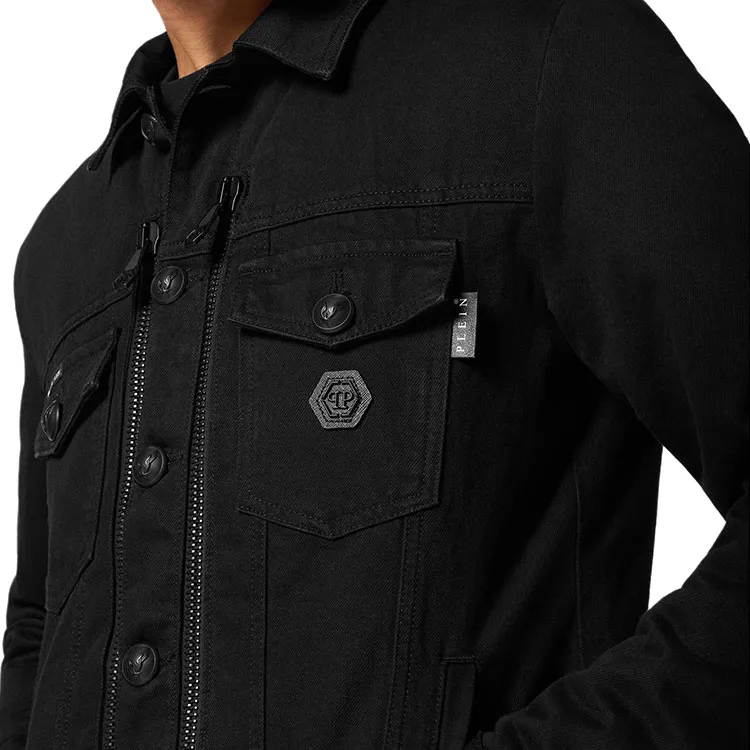 PHILIPP PLEIN Crystal logo Denim Jacket-4