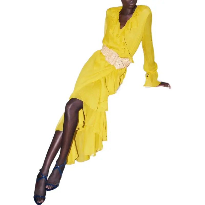 SAINT LAURENT Ruffled Wrap Dress-2
