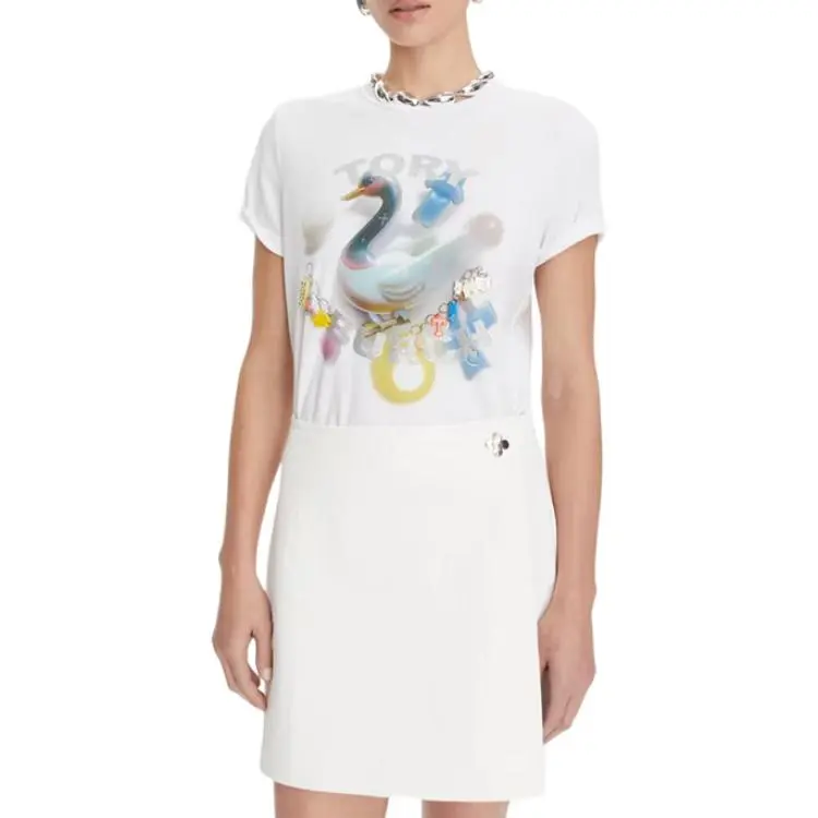TORY BURCH Graphic Printed Crewneck T Shirt-4
