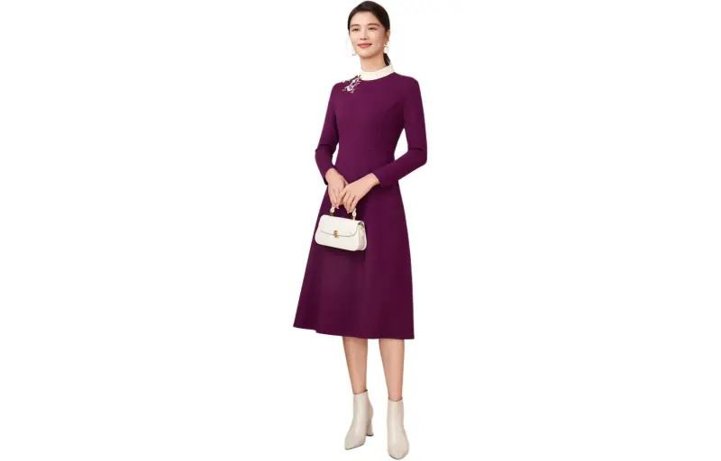 BBLLUUEE Long Sleeved Dress Women's Begonia Purple-3
