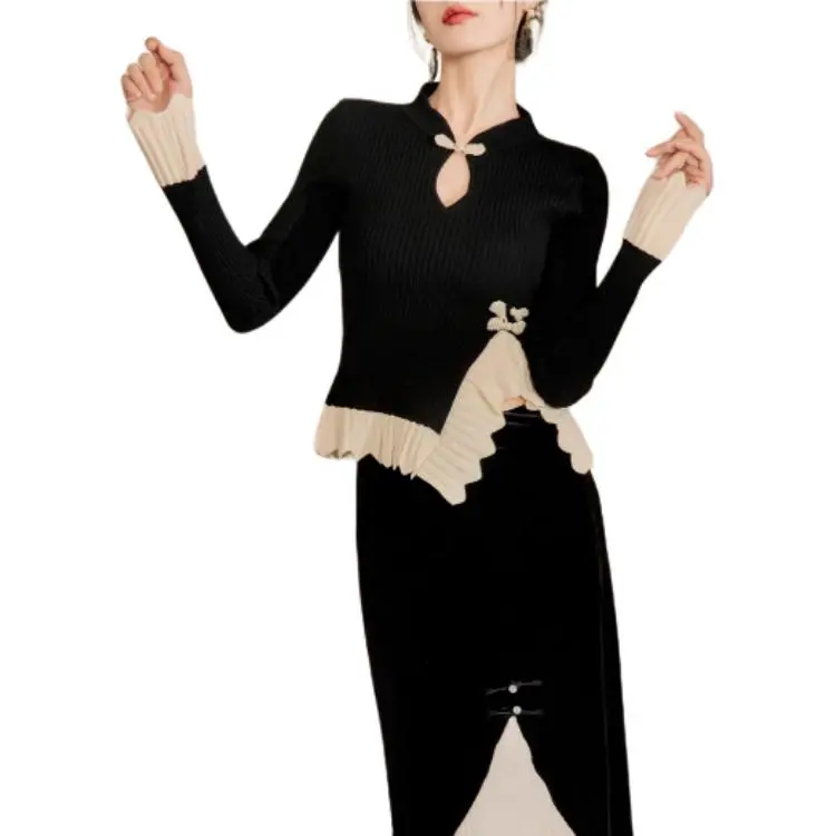 QIAOYUHUAZUN Skirt Set Women's Black-1