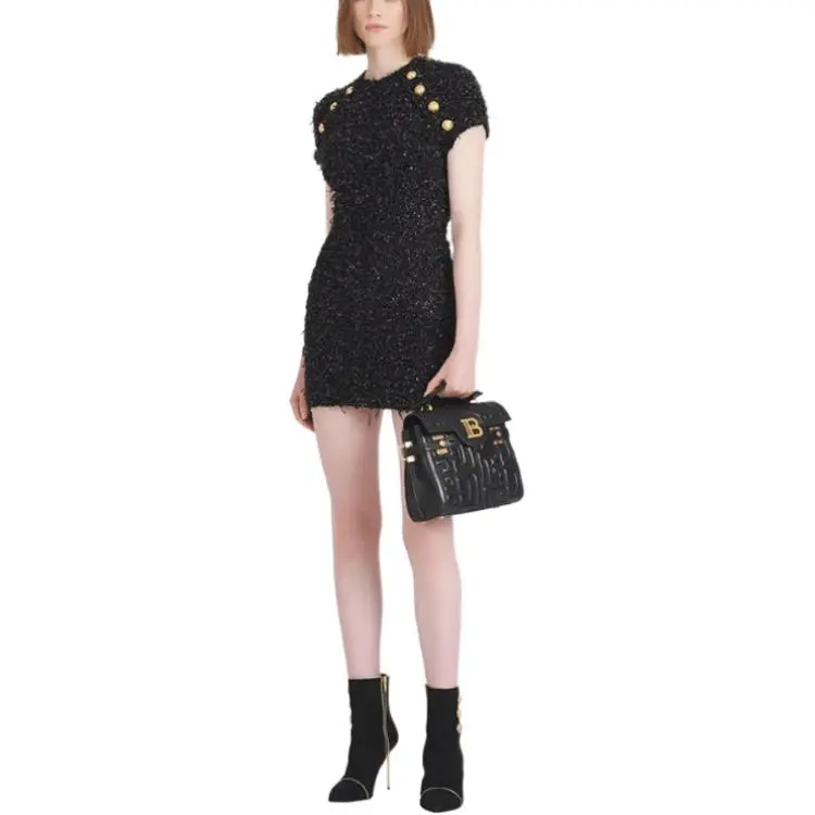 BALMAIN Sequin embellished Tweed Mini Dress-6