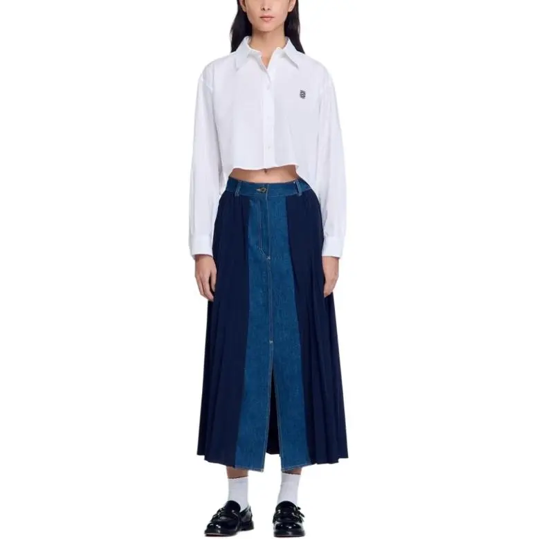 Sandro Pleated Midi Skirt-5