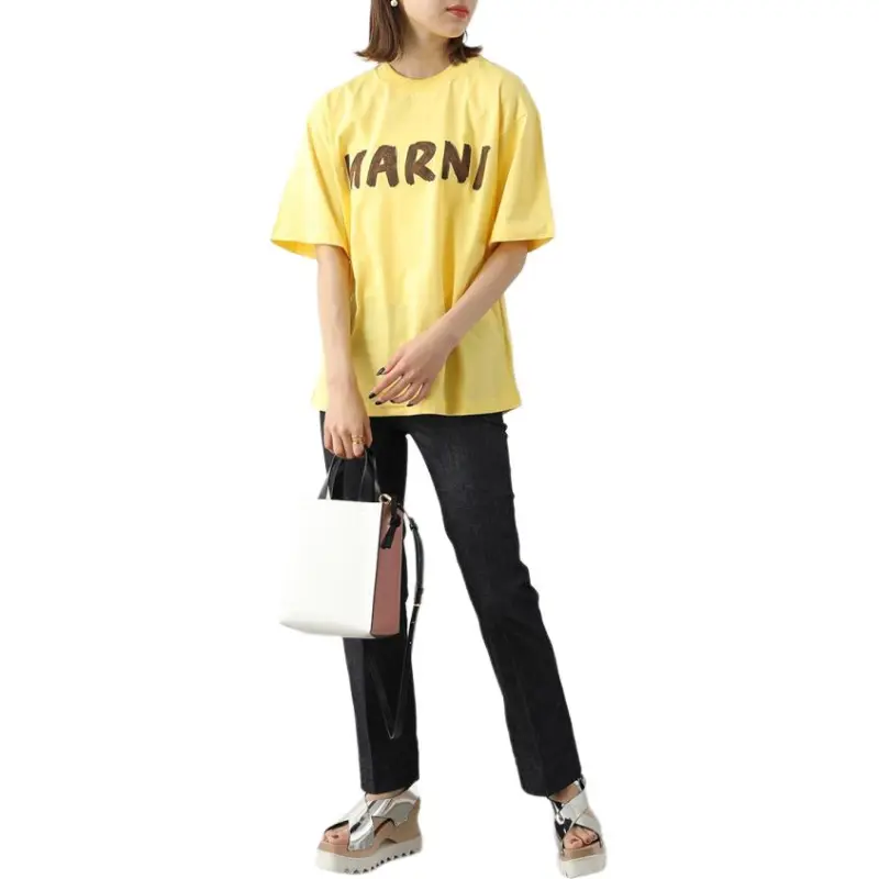 MARNI Oversized Logo T Shirts Yellow-2