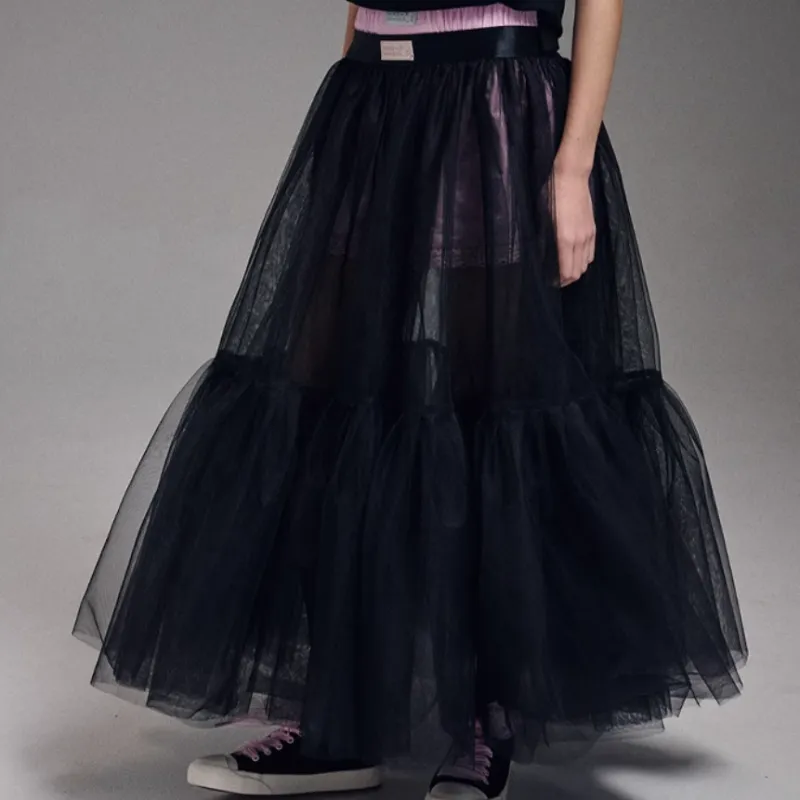 MARDI MERCREDI SS24 Casual Long Skirt Women's Diamond Black-4
