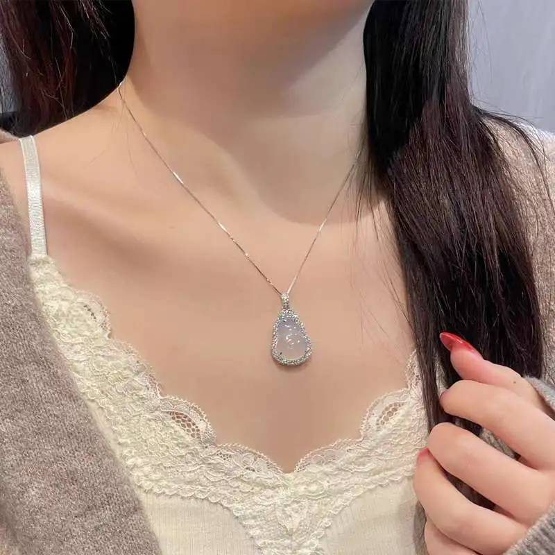 JUNWEN Chalcedony Necklaces Women's-7