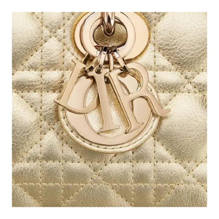 DIOR Lady D Joy Calfskin Lady Dior Bag, Shoulder Bag, Crossbody Bag, Handbag Small Size Women's Gold-3