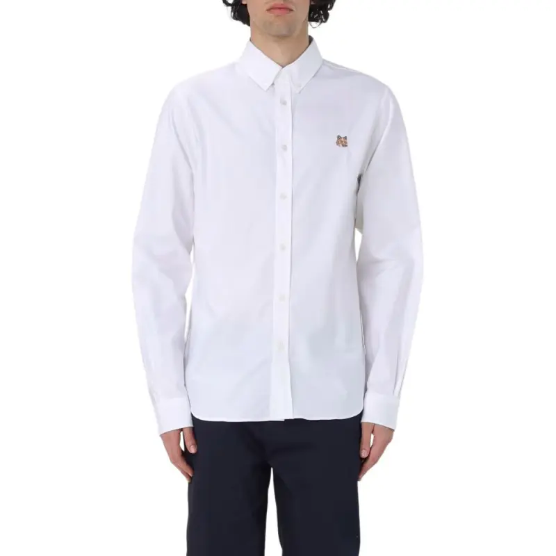 Maison Kitsune Fox Head Embroidered Long Sleeved Shirt-2