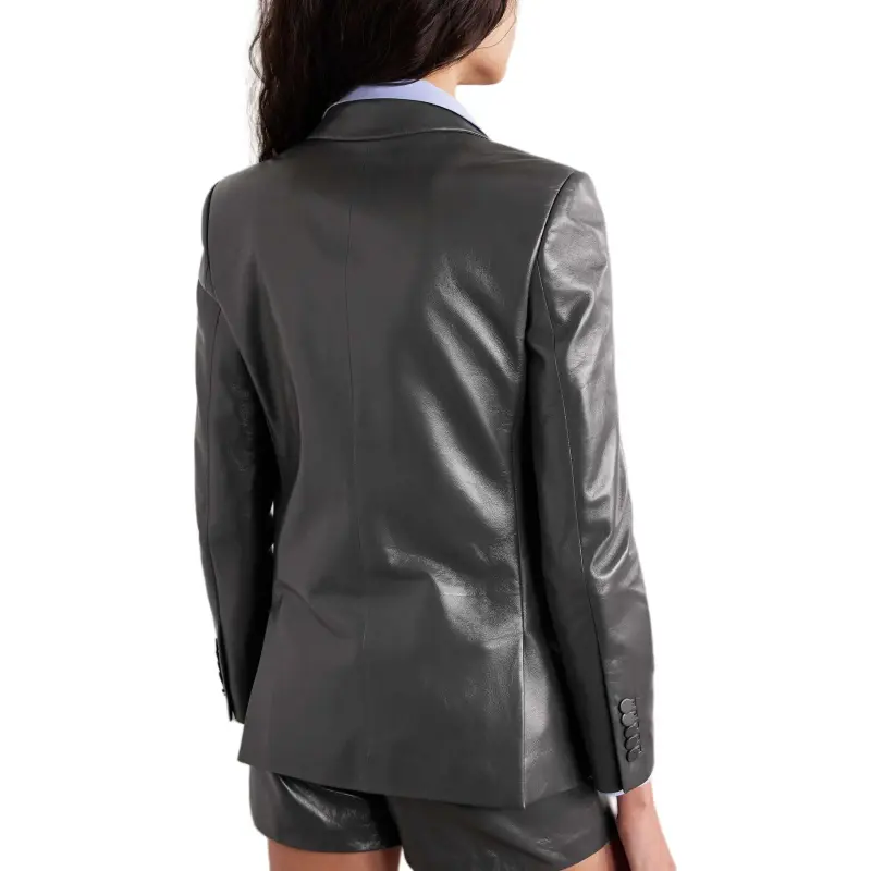 GUCCI Single-Breasted Leather Jacket-4