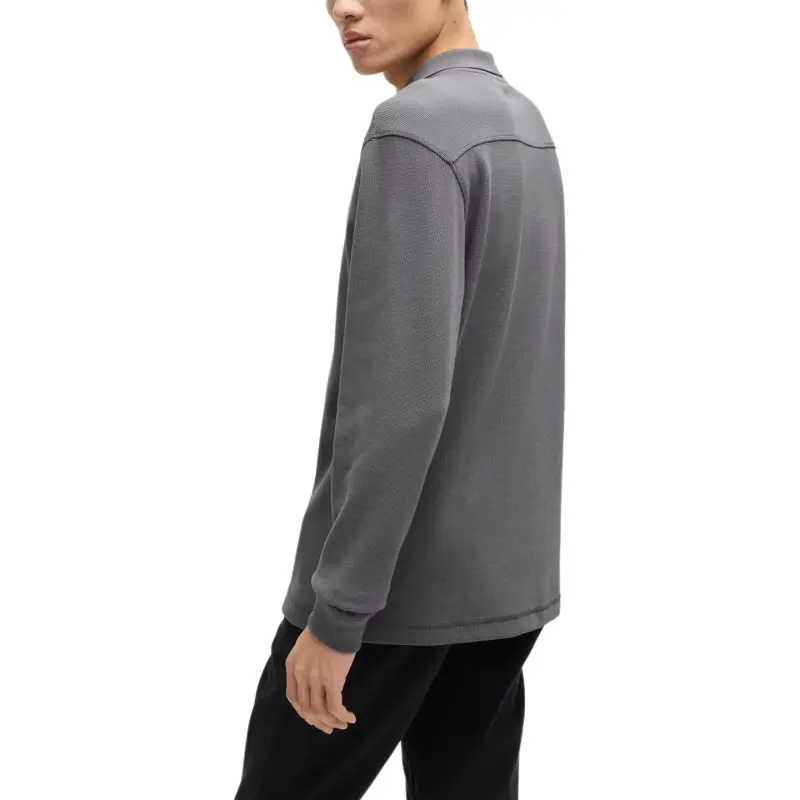 HUGO BOSS Long Sleeved Knit Polo Shirt-3