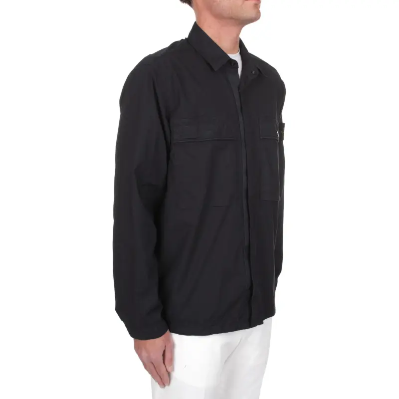 STONE ISLAND Logo Patch Long Sleeved Overshirt-2