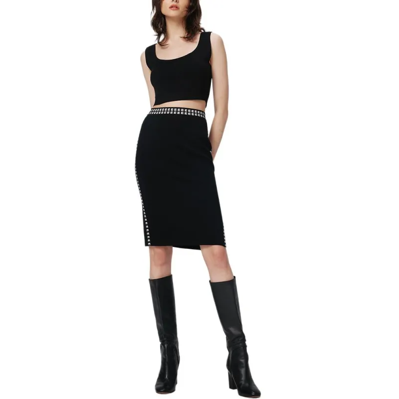 DVF Diane Von Furstenberg FW24 Knit Long Skirts Women's Black-2
