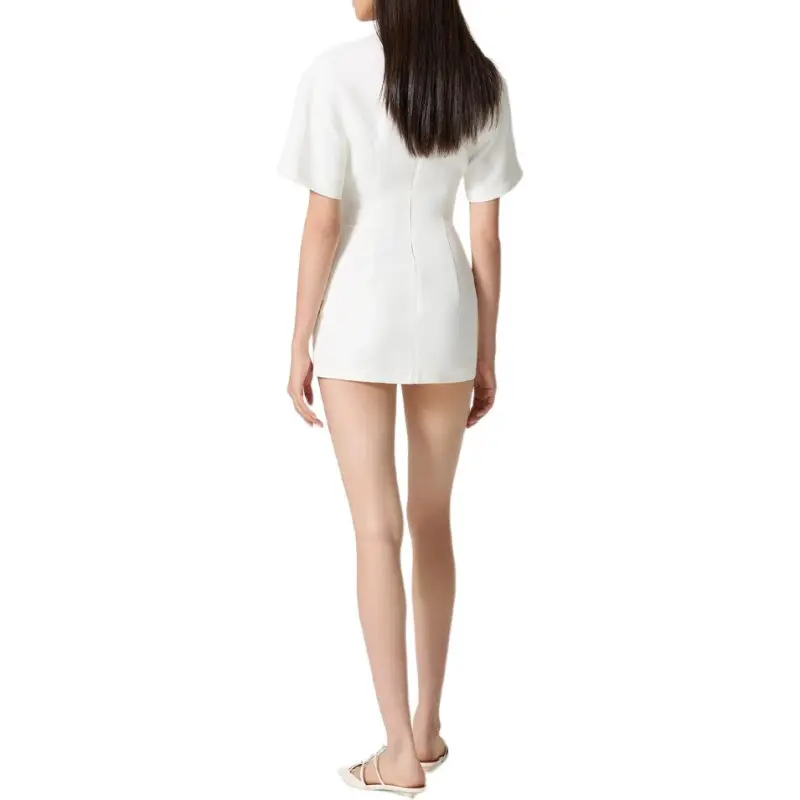 Valentino Crepe Couture Crewneck Short-Sleeved Dress-2