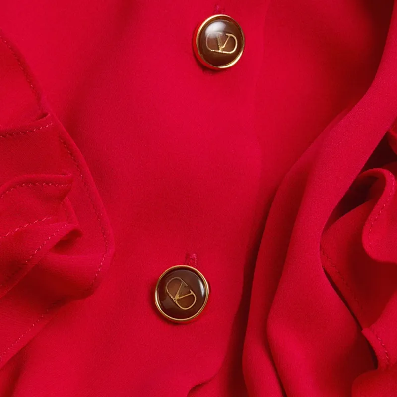 Valentino FW24 Long Sleeved Dress Women's Red-11