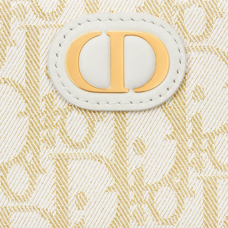 DIOR 30 Montaigne Cotton Wallet Women's Gold & White-5