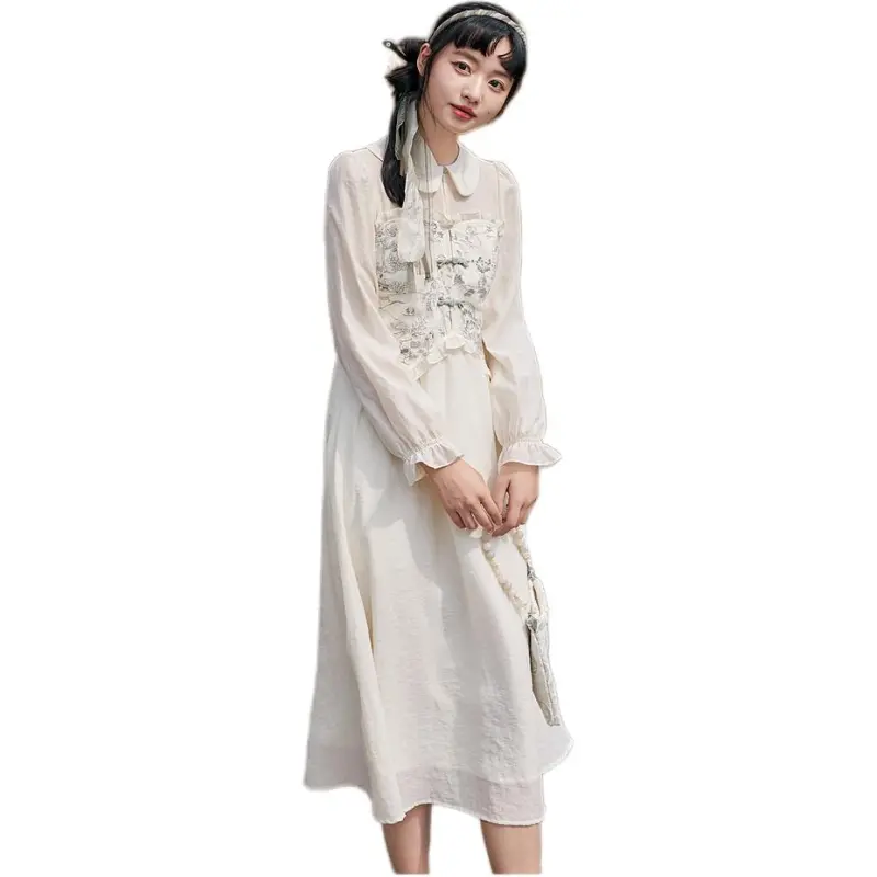 ZIHAN Long Sleeved Dress Women's Clear Jade White-3
