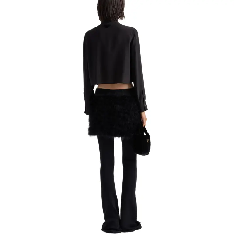 PRADA Bow Detailed Cropped Shirt-2