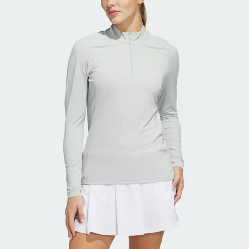 Adidas Free Shipping With AdiClub Ultimate365 Solid Quarter Zip Mock Polo Shirt-1